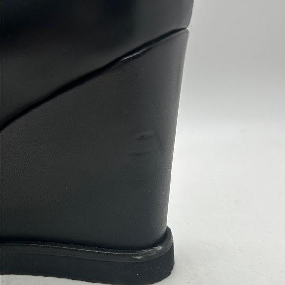 Tamara Mellon Sexy Black Leather Fur Wedge Ankle Boots Shoes **Size 39** 🌹🌹 - Picture 7 of 10